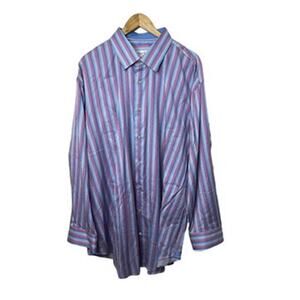 Robert Graham Multi-Color Pinstripe Button-Down Shirt Men's 48 19 34/35 BIG